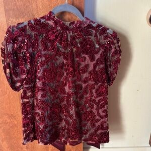 Elegant Burgundy Floral Lace Top